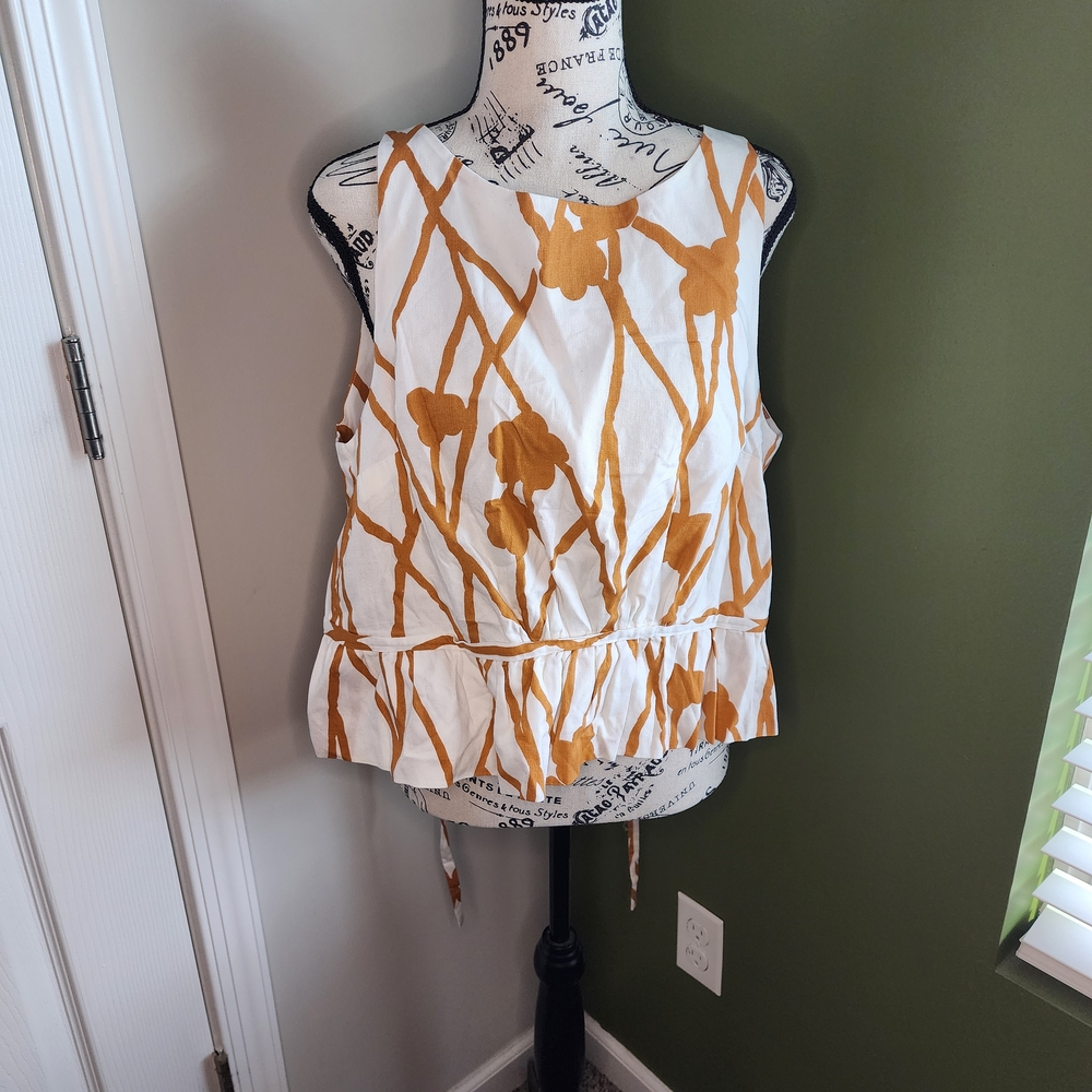 Orange and Tan Boxy Sleeveless Tank Top